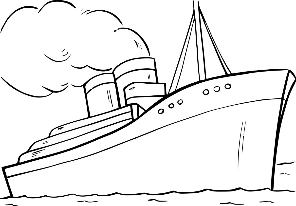 Пароход раскраска для малышей