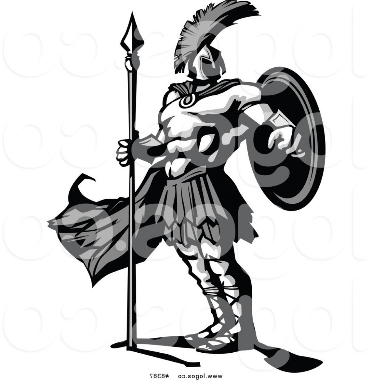 Гладиатор с копьем вектор