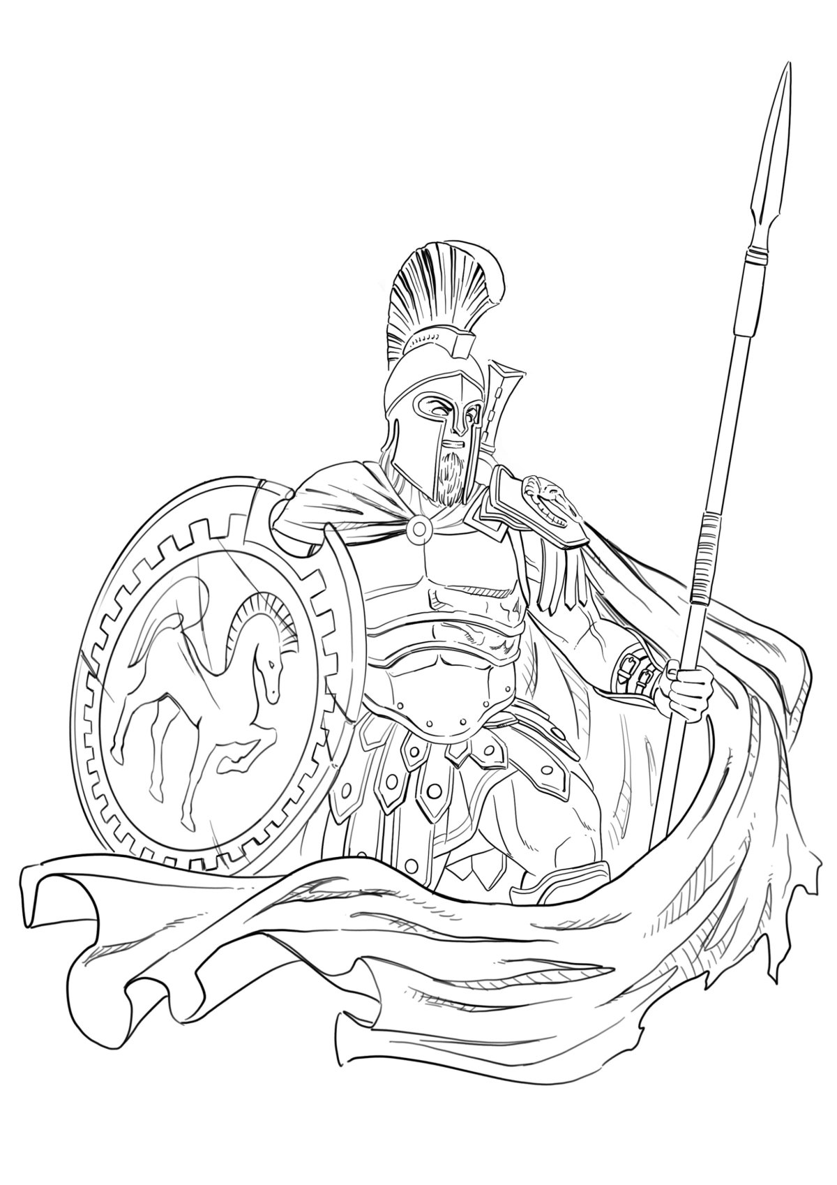 Контурный рисунок воин