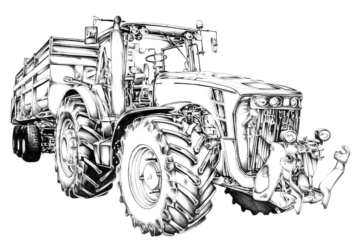 Раскраска сельскохозяйственная техника