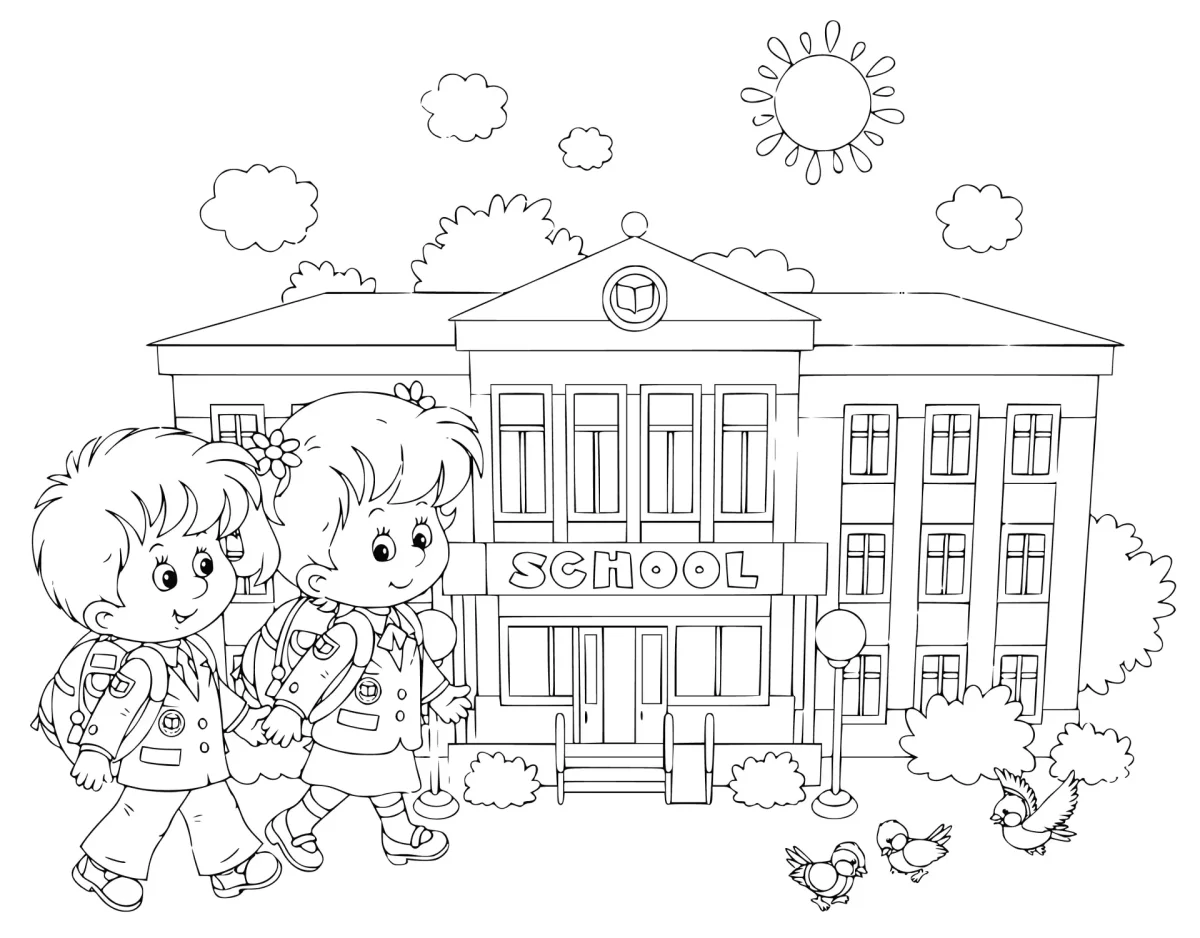 Раскраска школьники мальчик и девочка