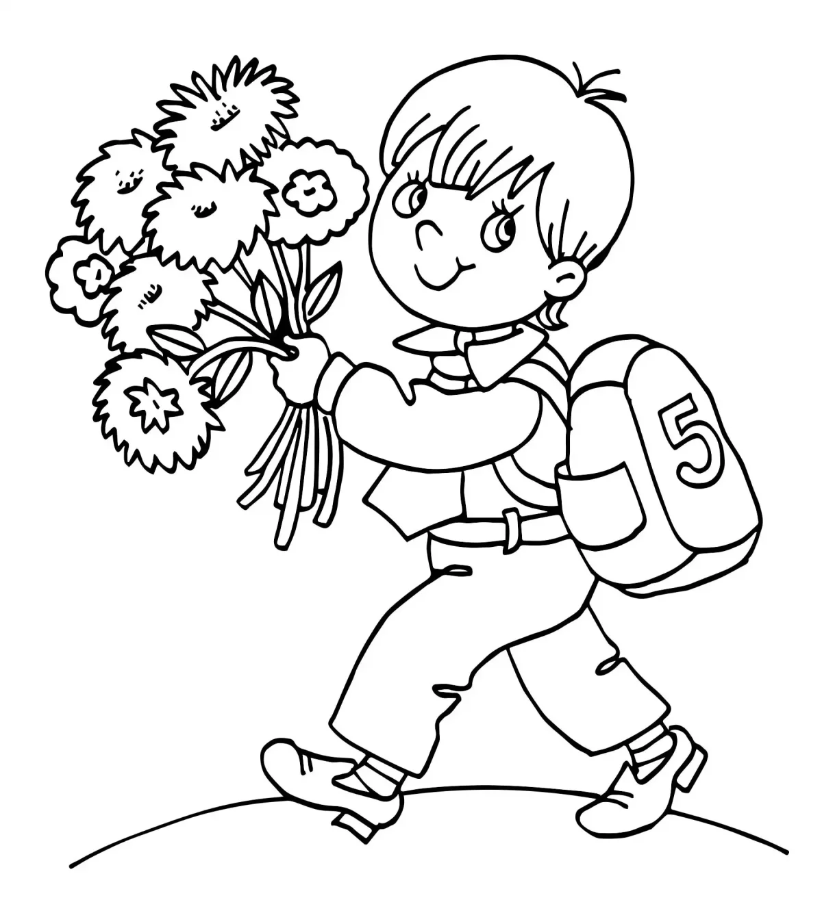 Раскраска мальчик и девочка идут в школу