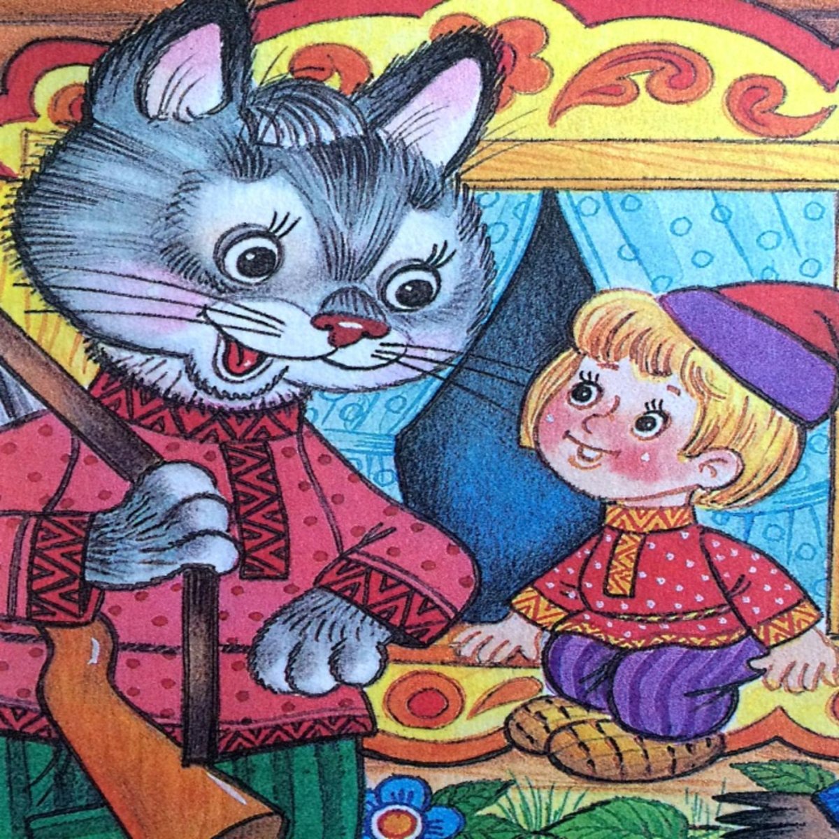 Раскраска к сказке Лисичка со скалочкой для детей