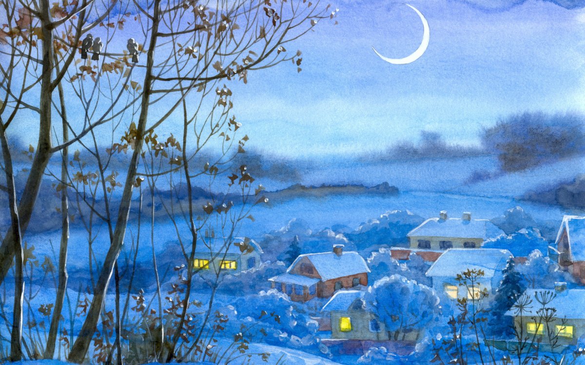 Рисунок снежного леса