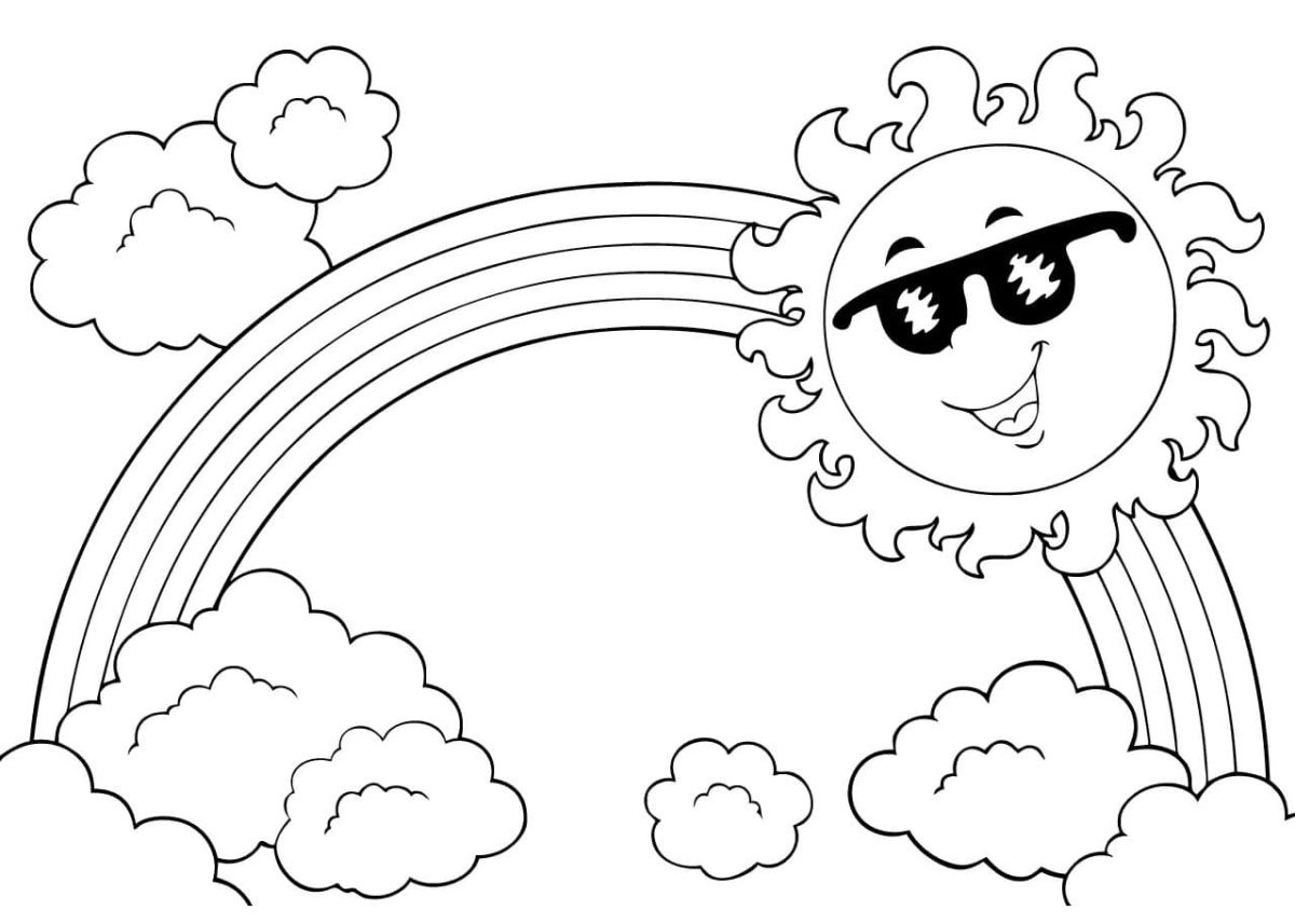 Солнце и природа раскраска