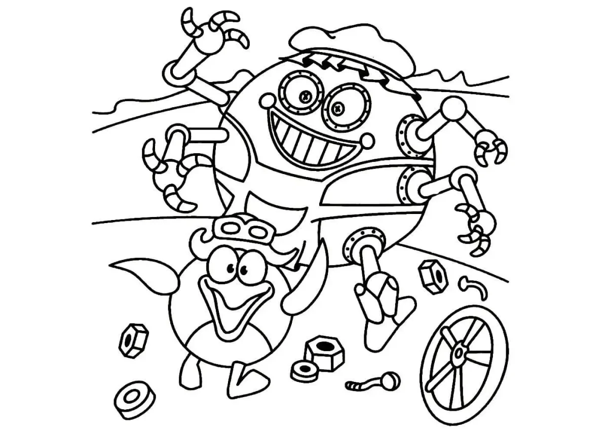 Большая раскраска Смешарики