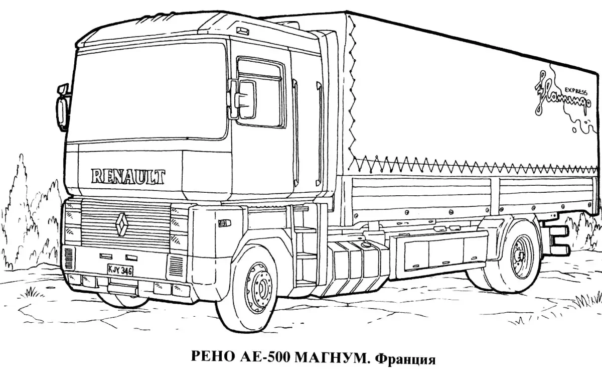 Раскраска грузовик Volvo fh12