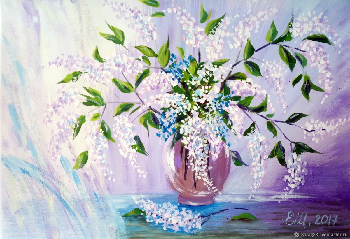 Живопись сирень Жасмин черемуха