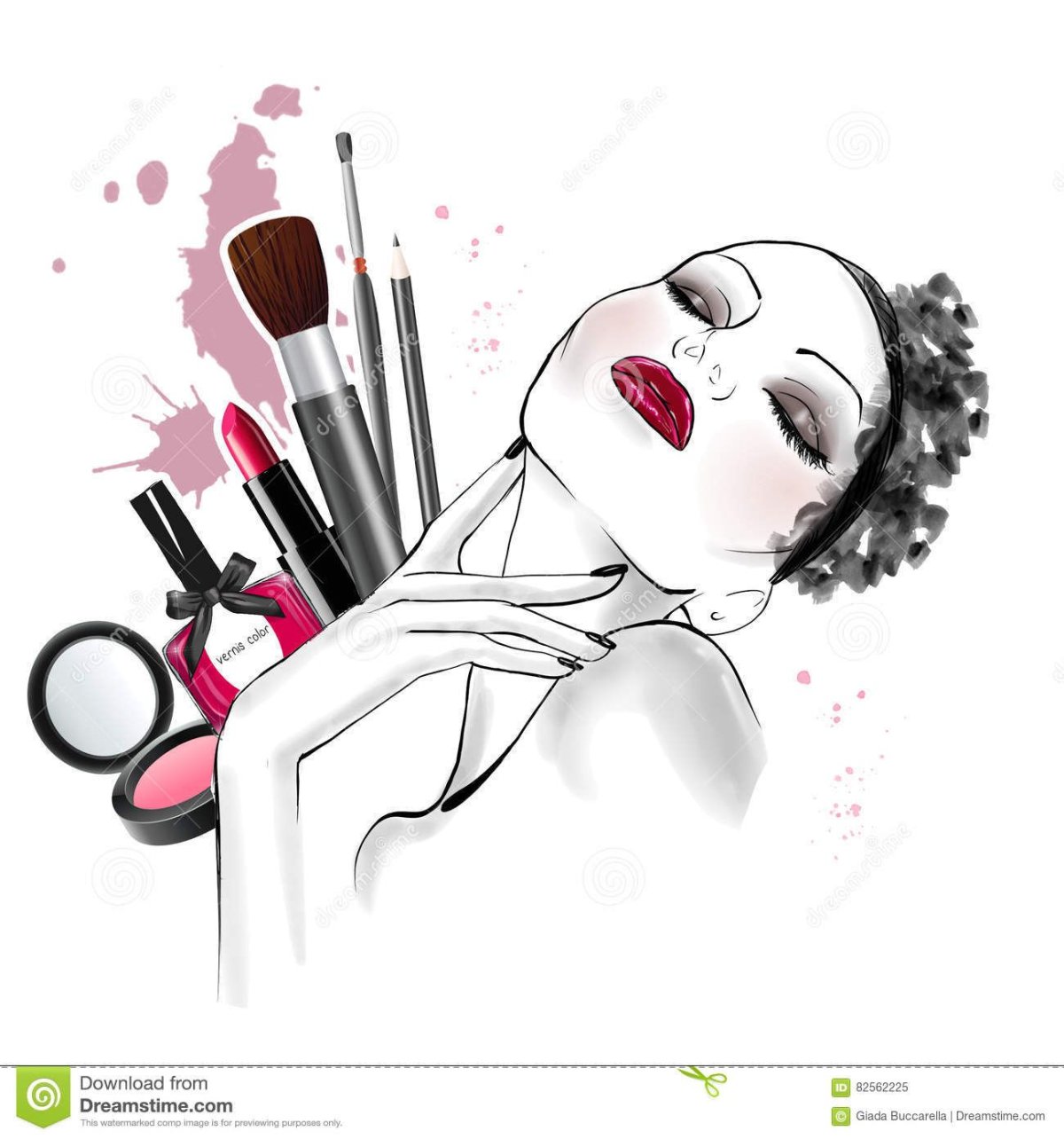 Нарисованная девушка с косметикой