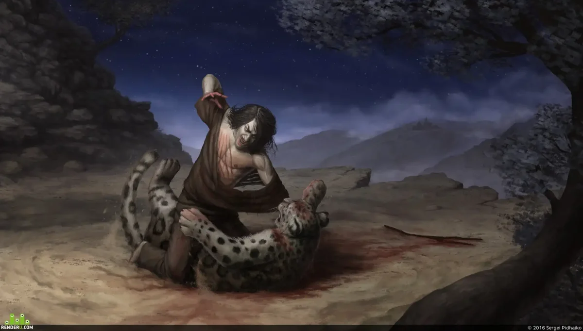 Лермонтов Мцыри бой с Барсом