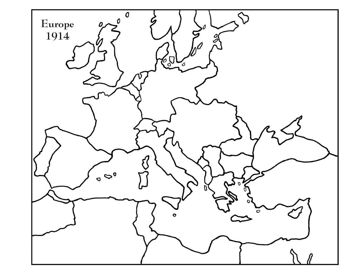 Контурная политическая карта Европы 1939