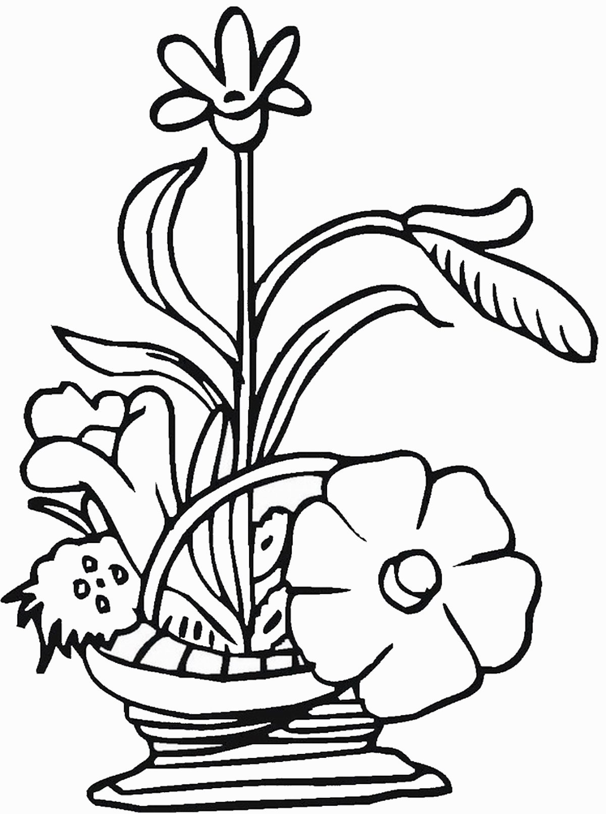 Раскраска корзина с цветами