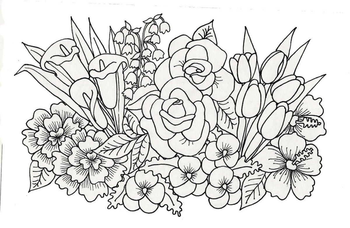 Раскраска букет цветов