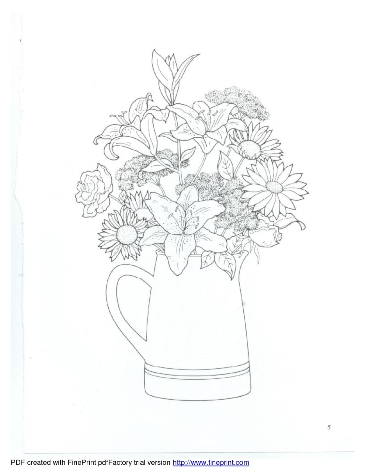 Цветы в кувшине раскраска