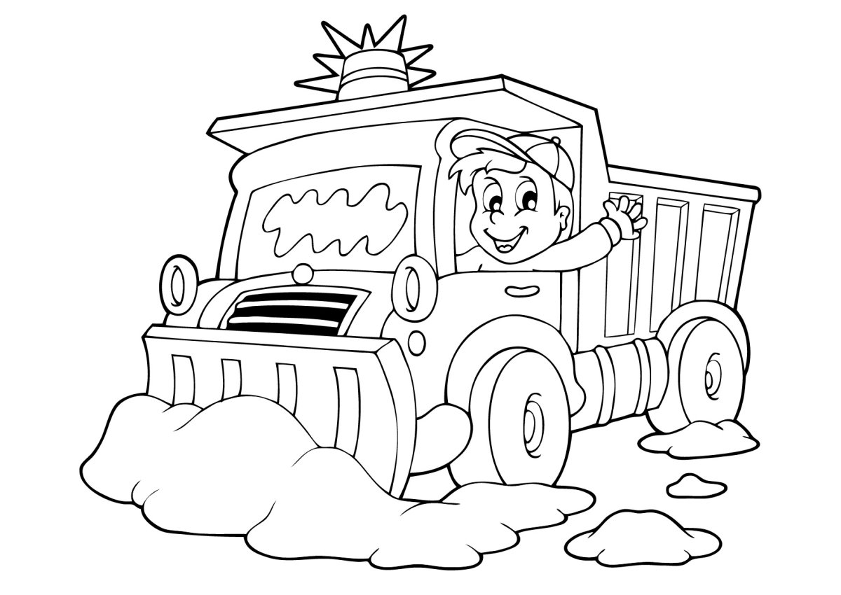 Снегоуборочная машина раскраска для малышей