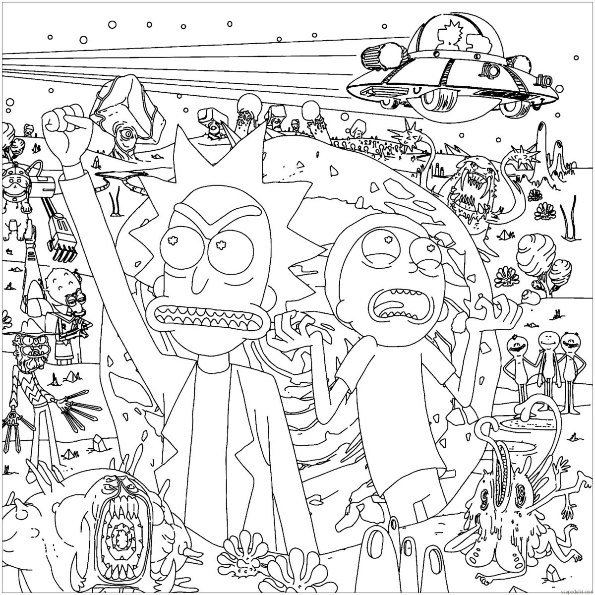 Распечатать Рика и Морти