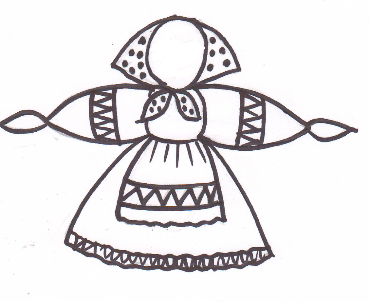 Кукла Масленица раскраска для детей