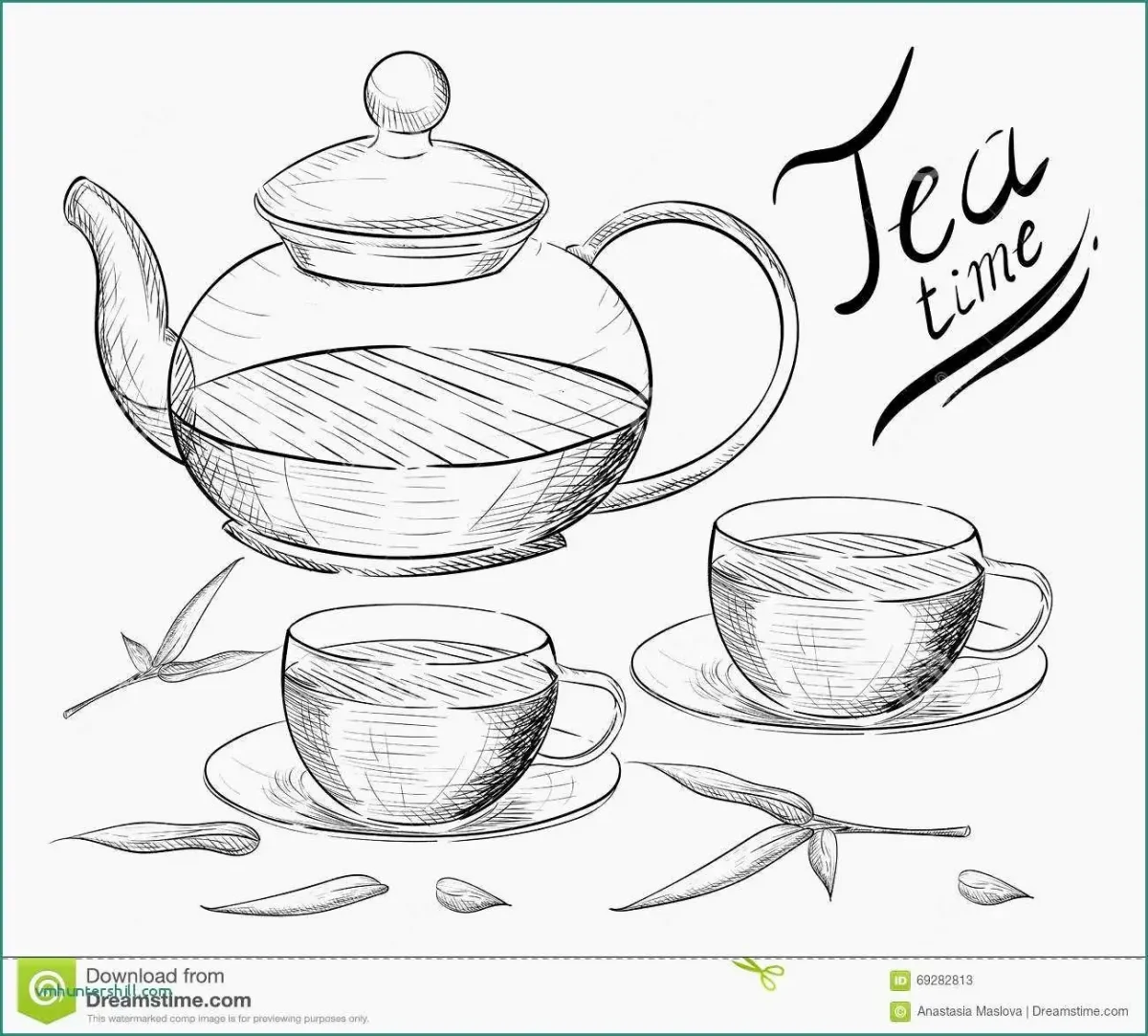 Чайный сервиз карандашом