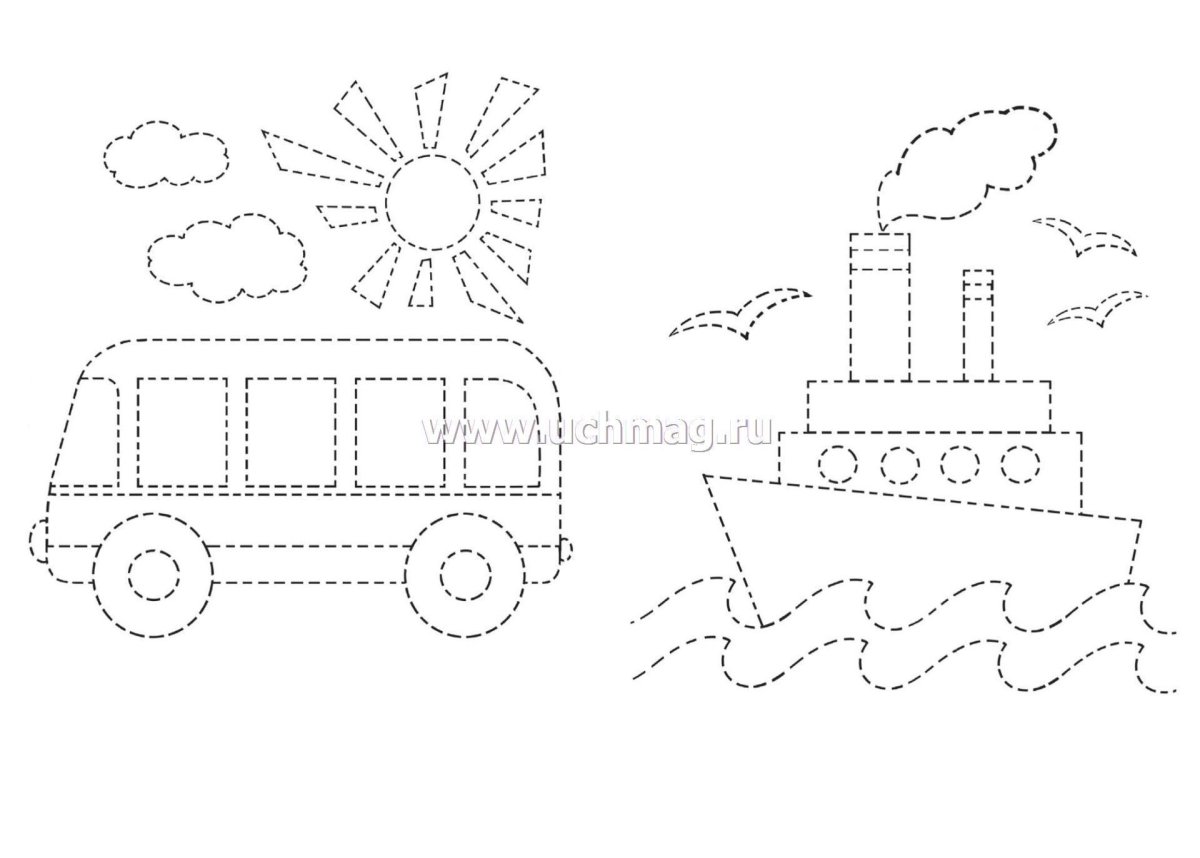 Обведи по точкам транспорт