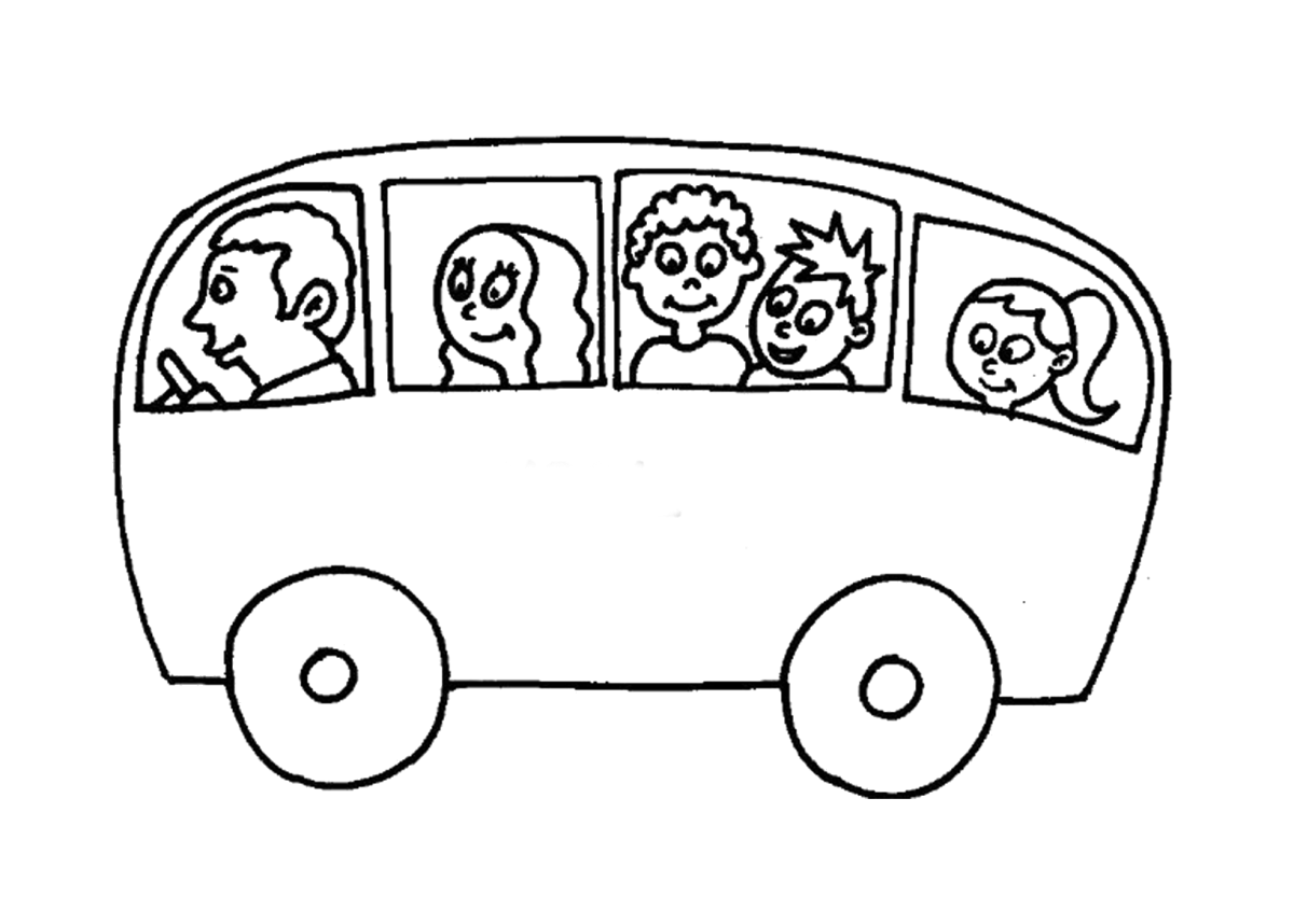Раскраска автобус с пассажирами
