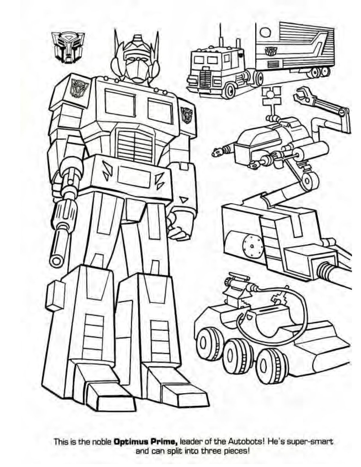 Раскраска трансформеры Оптимус Прайм