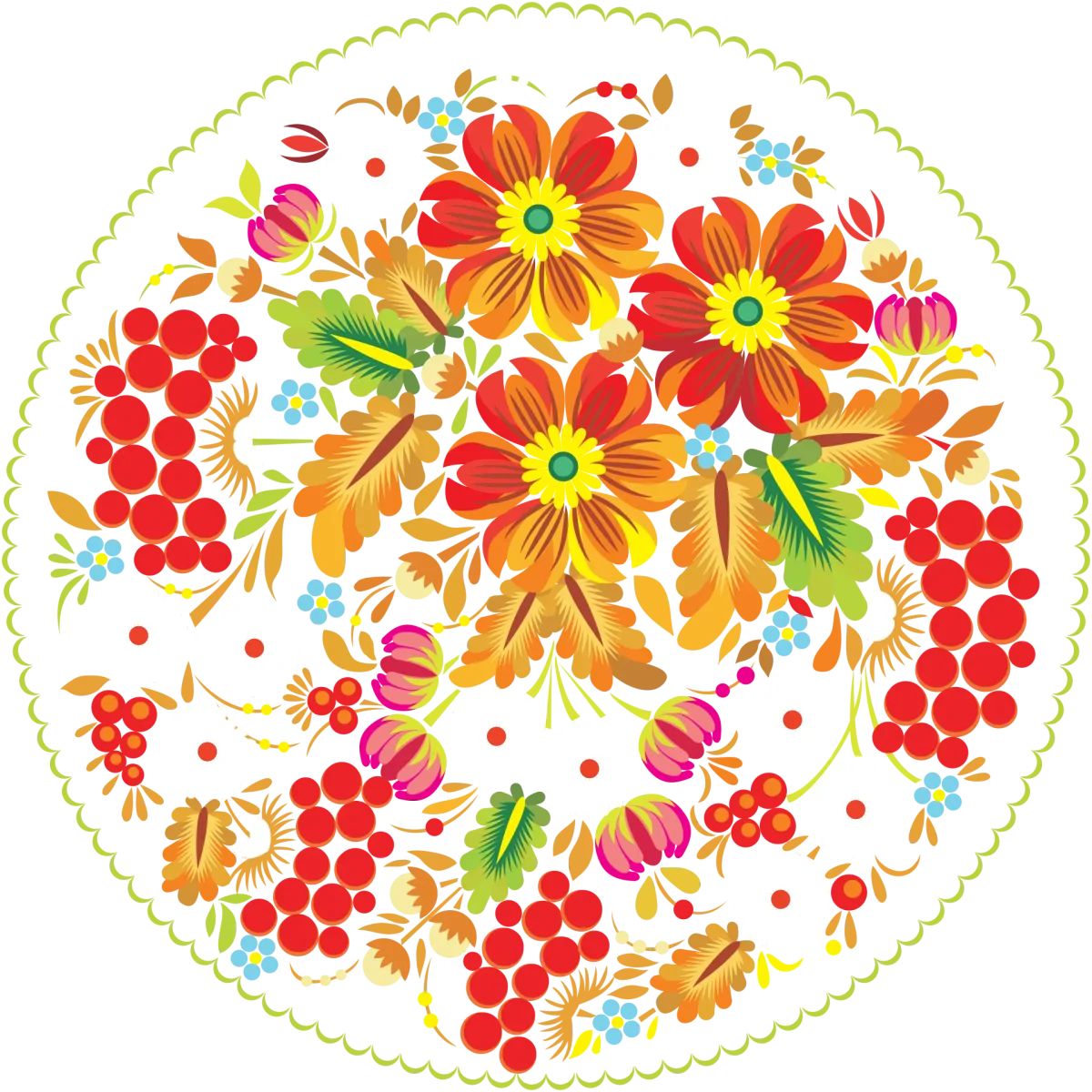 Орнамент с цветами в круге