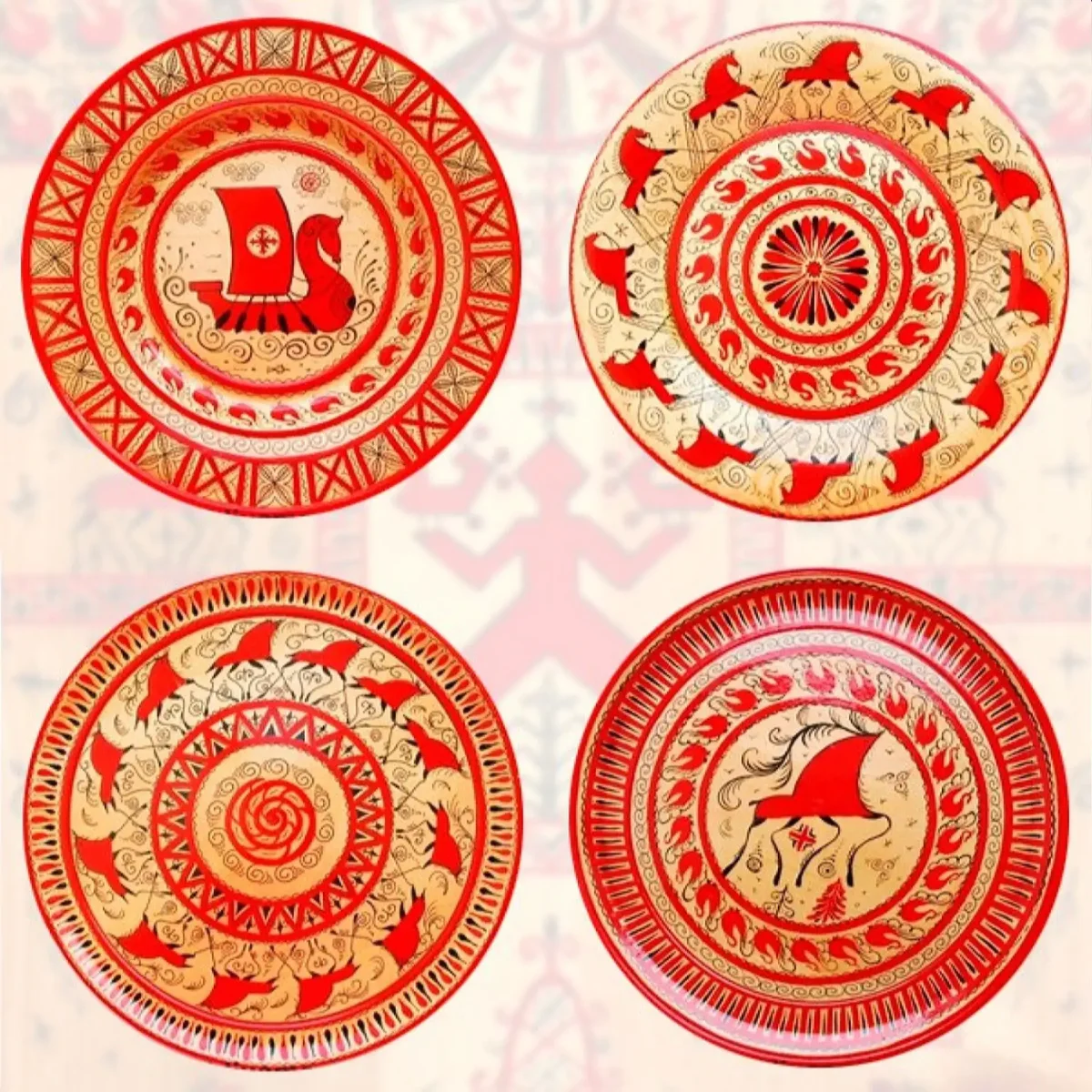 Мезенская роспись орнамент в круге