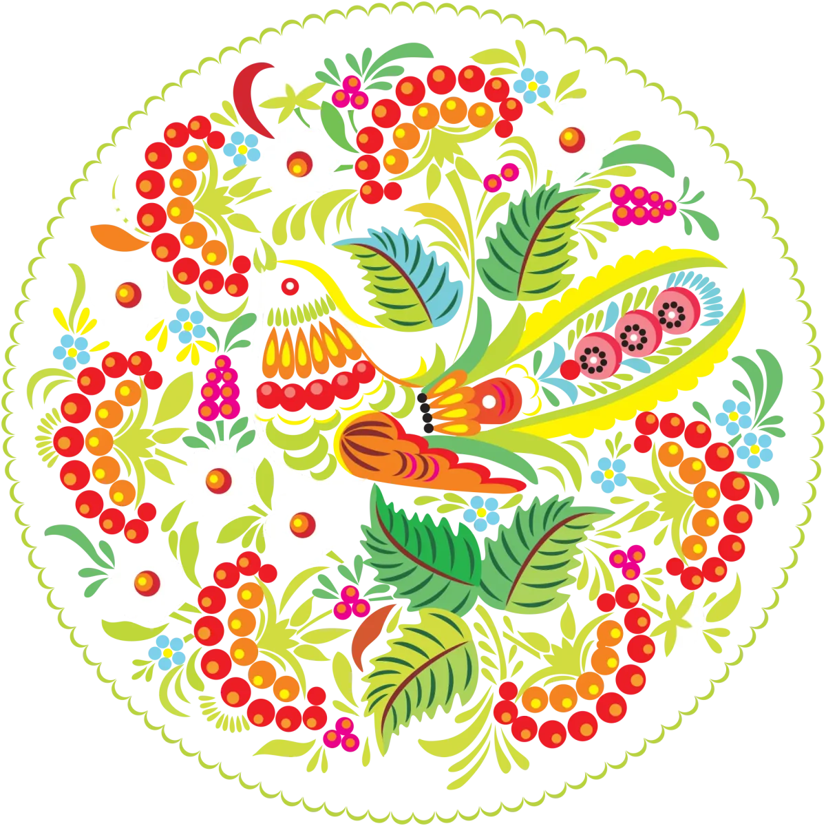 Хохломская роспись орнамент в круге