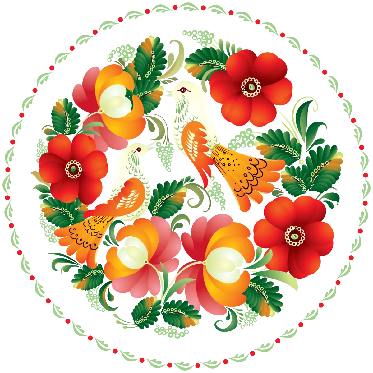 Цветочный орнамент в круге