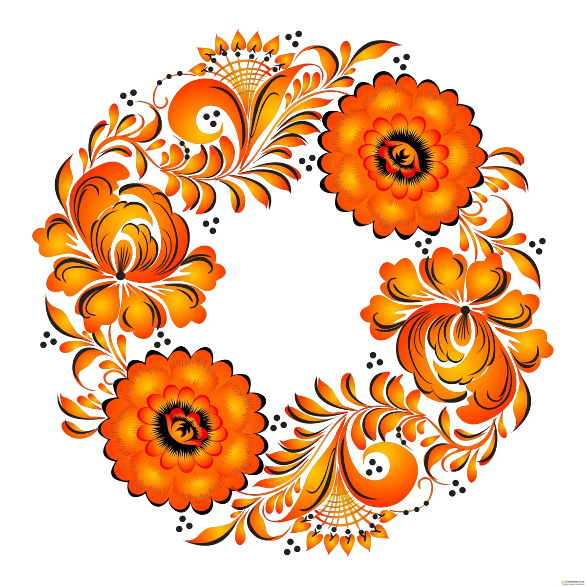 Элементы хохломской росписи вектор