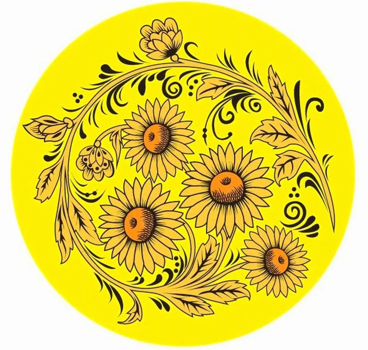 Хохлома композиция в круге