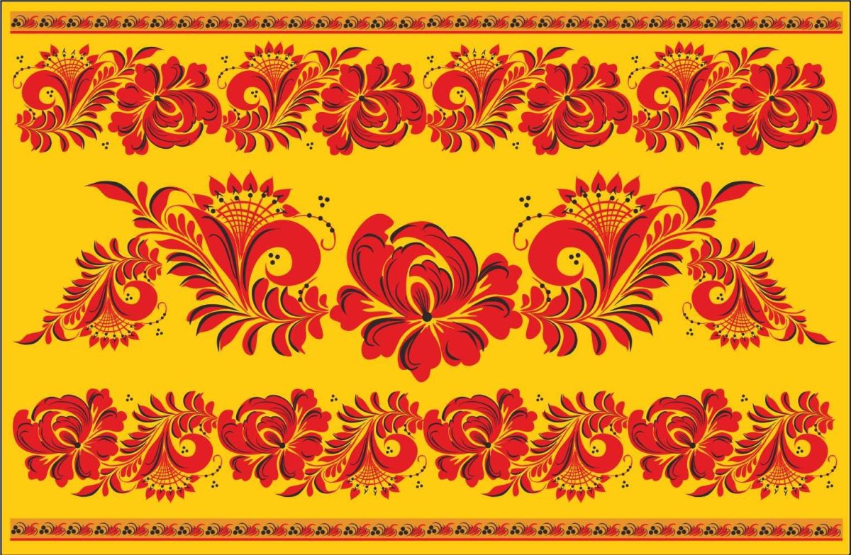 Хохломская роспись орнамент в полосе