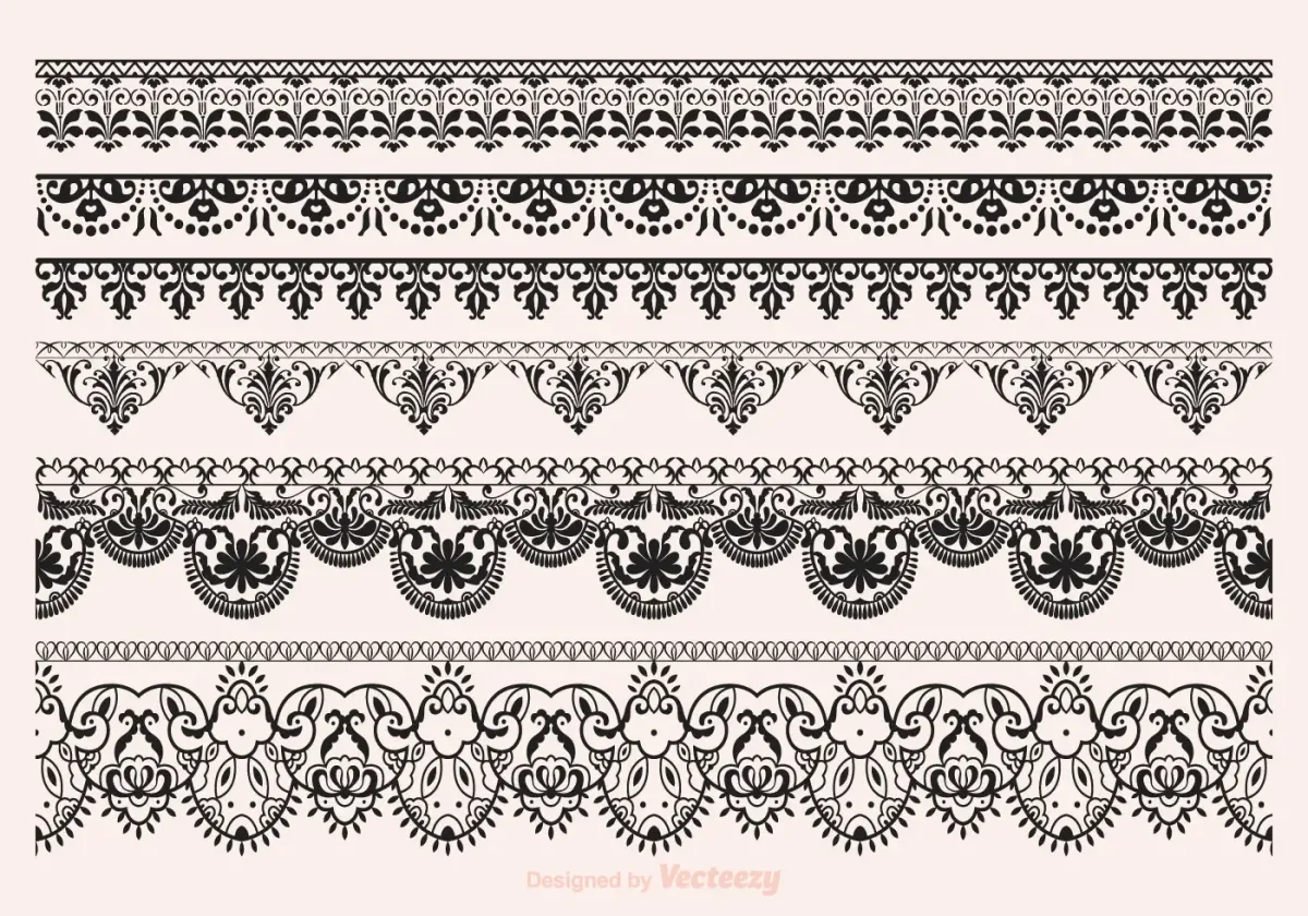 Черно белый орнамент в полосе