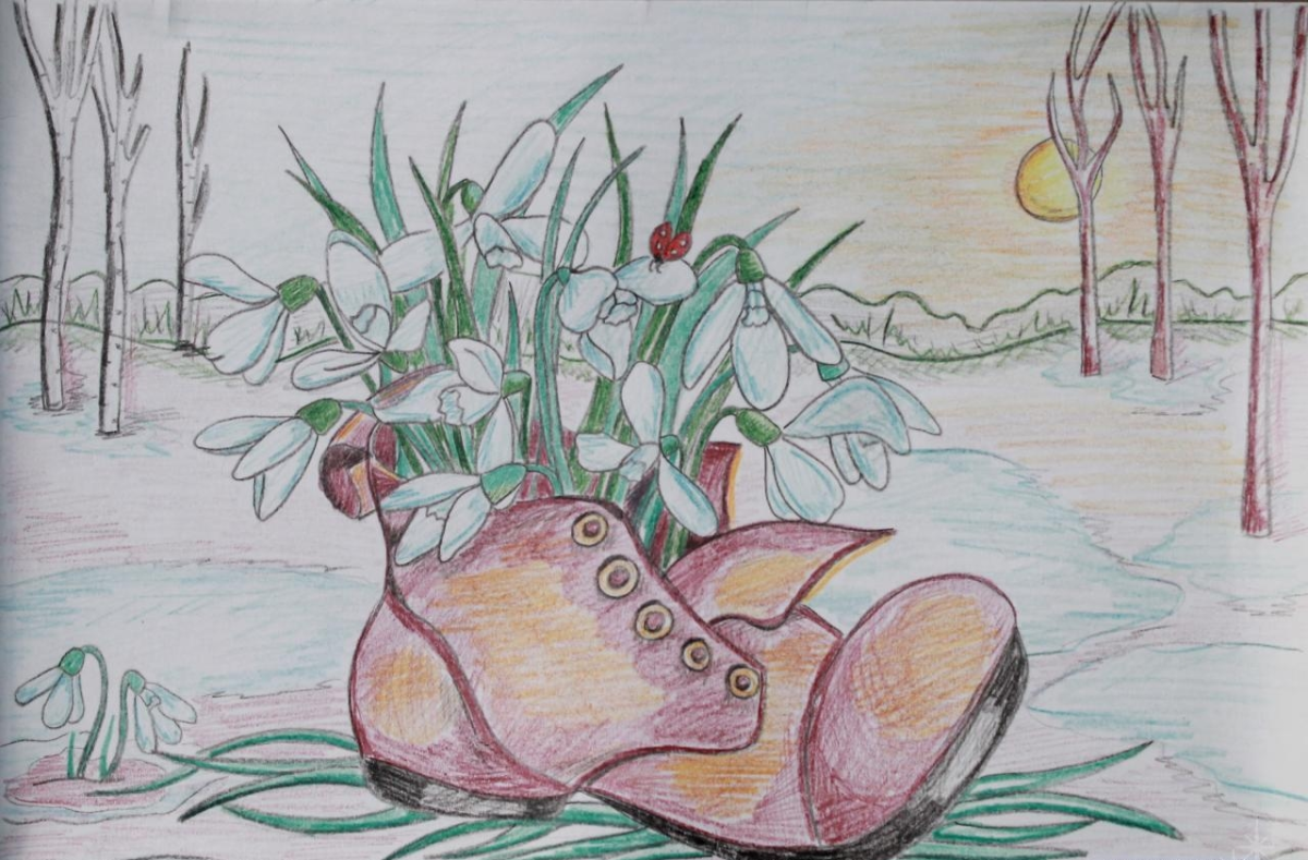 Весна рисунок карандашом