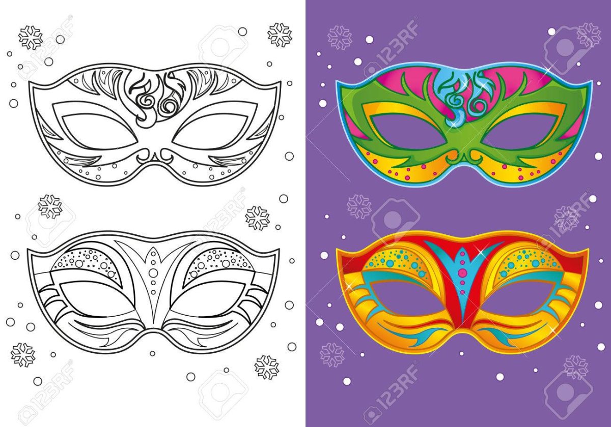 Разукрашенная красками Новогодняя маска