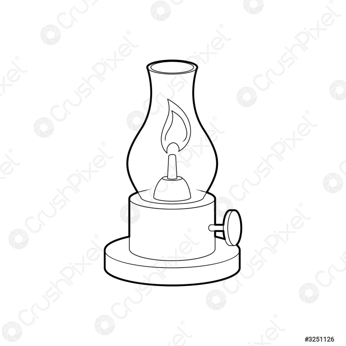 Раскраска керосиновая лампа для детей