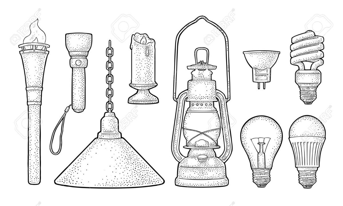 Керосиновая лампа гравюра
