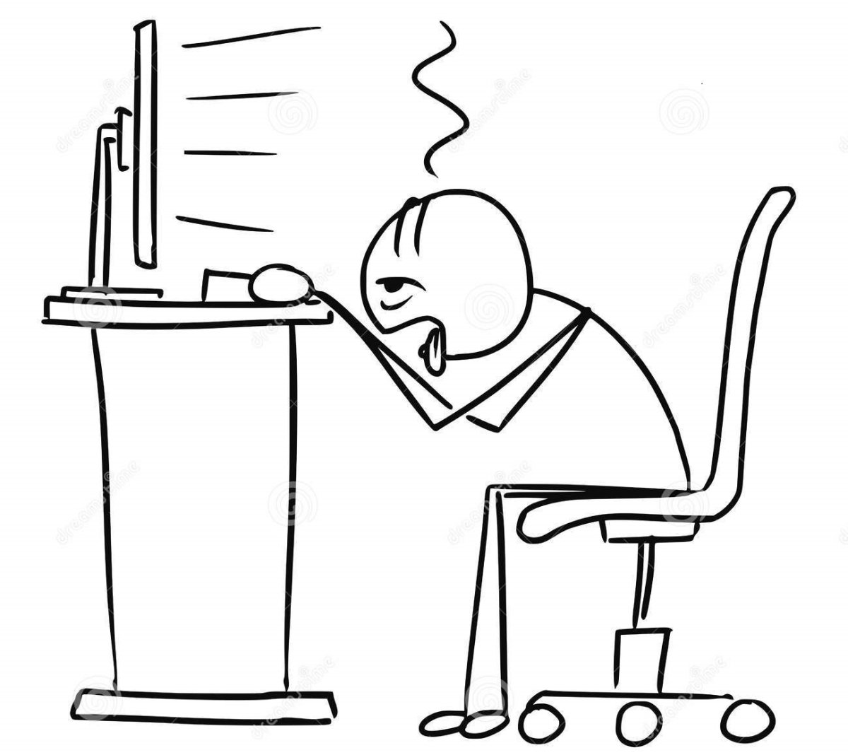 Уставший работник офиса рисунок