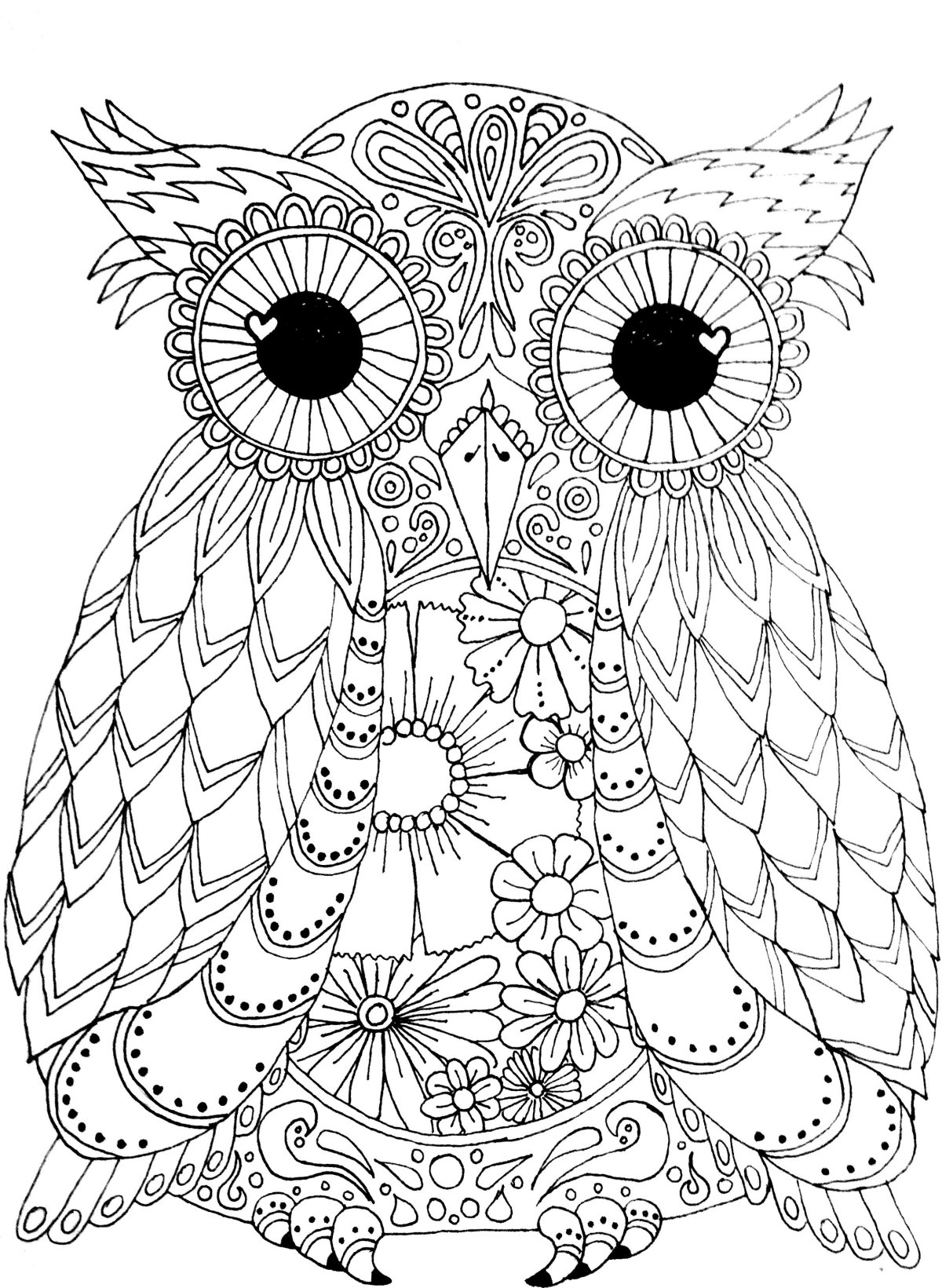 Раскраска Мандала простая Совы
