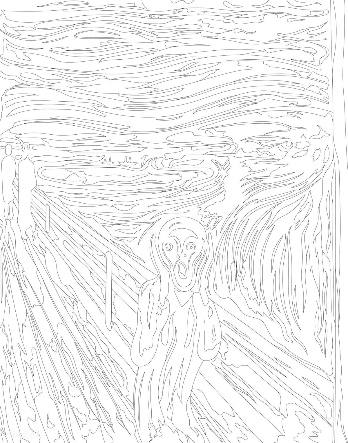 Картина крик раскраска