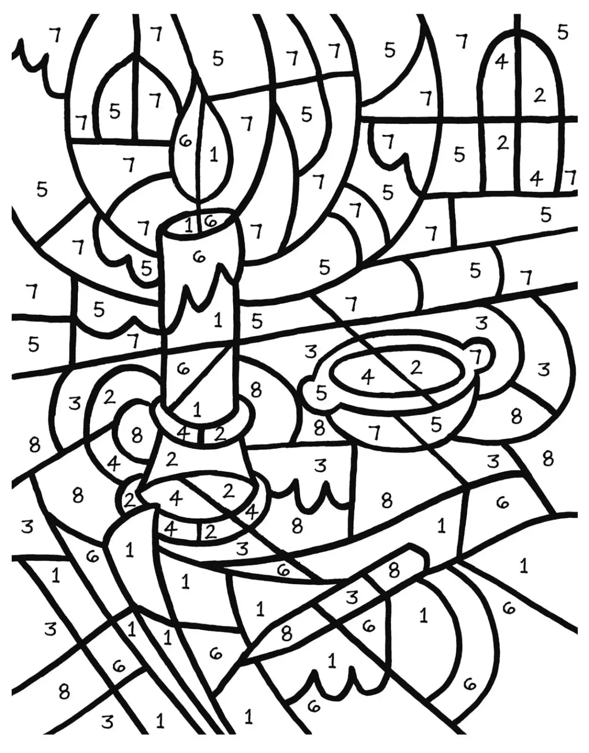 Раскраски для детей с цифрами по цветам Медвежонок