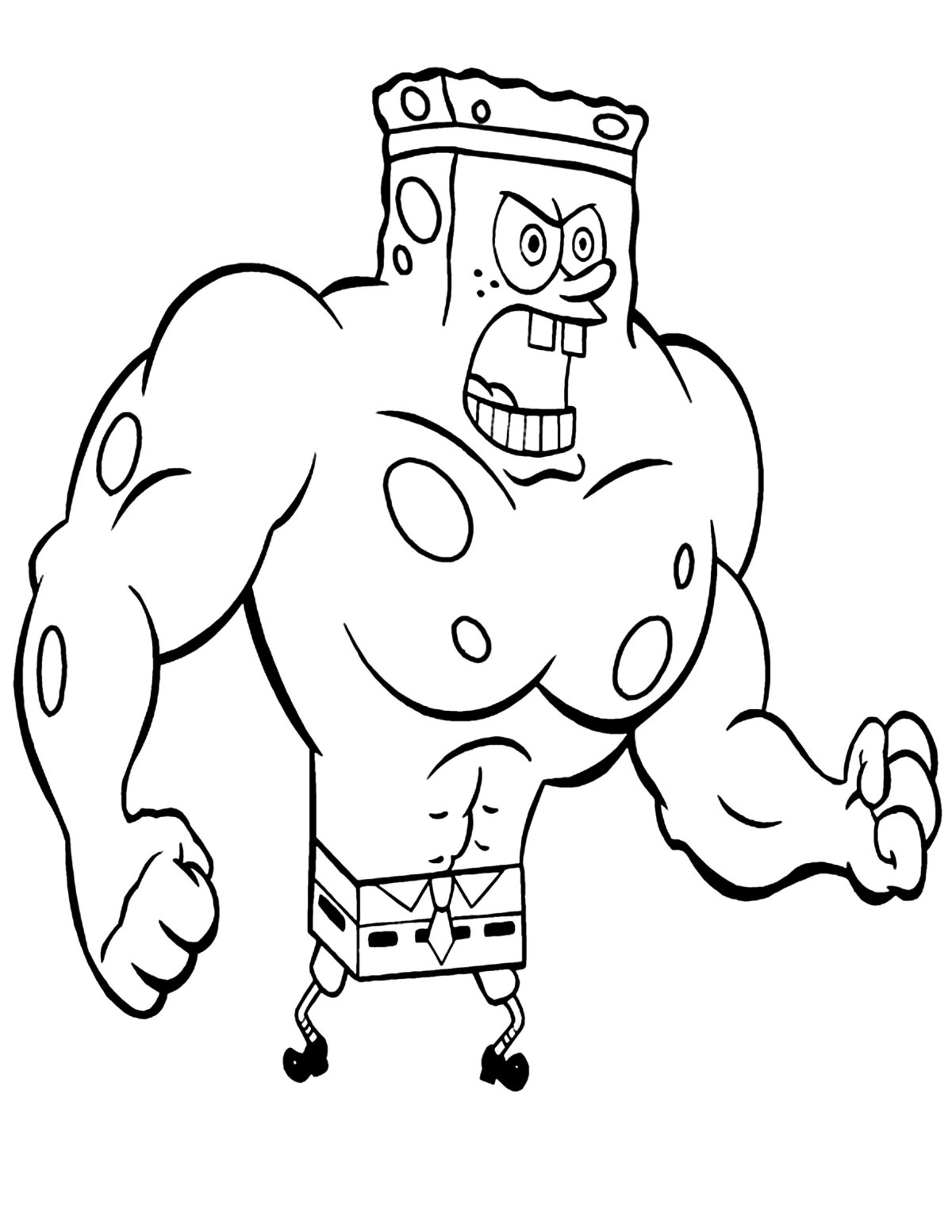 Губка Боб силач раскраска