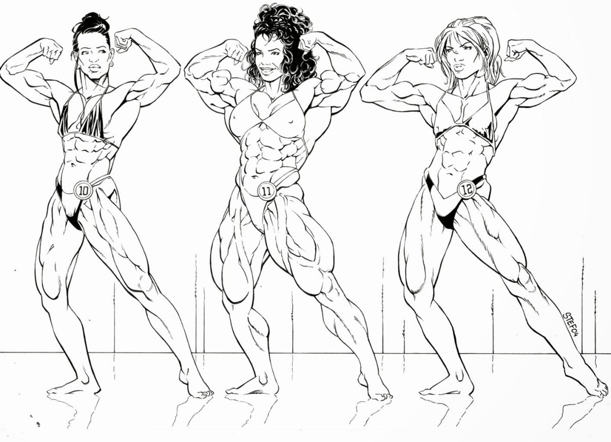 Рисованные культуристки