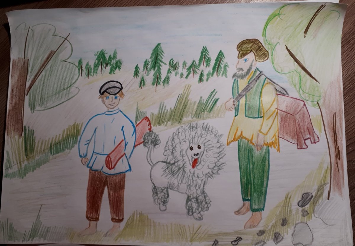 Белый пудель Куприн рисунок