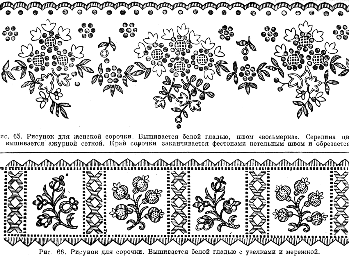 Старинные узоры для вышивки гладью
