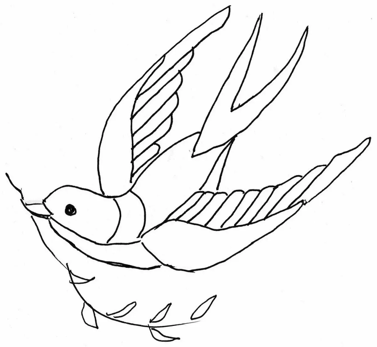 Ласточка тату эскиз контур
