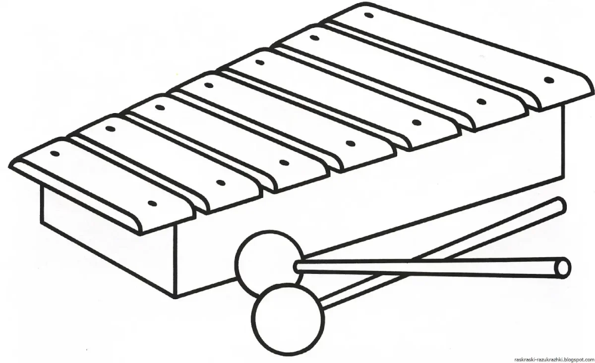 Раскраска музыкальные инструменты ксилофон