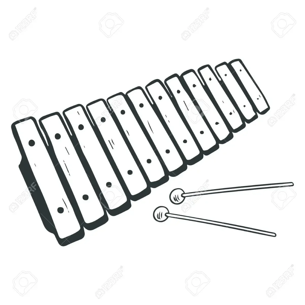 Раскраска металлофон музыкальный инструмент