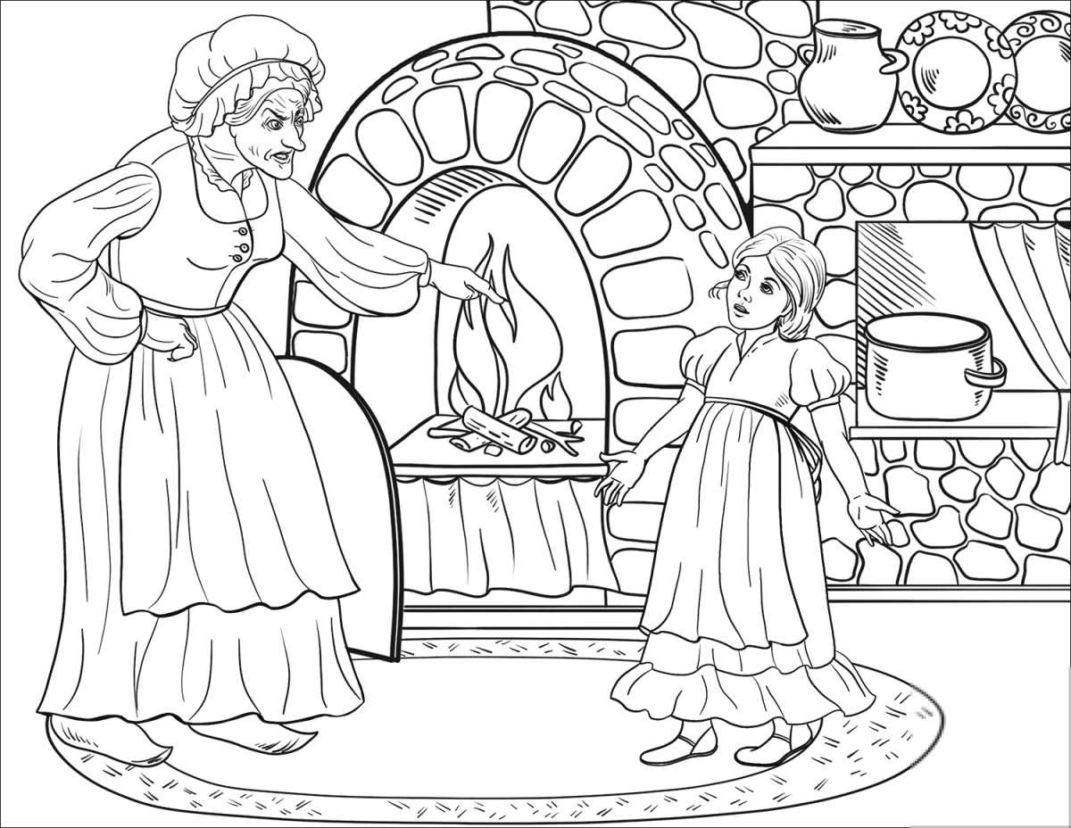 Раскраска горшочек каши братья Гримм