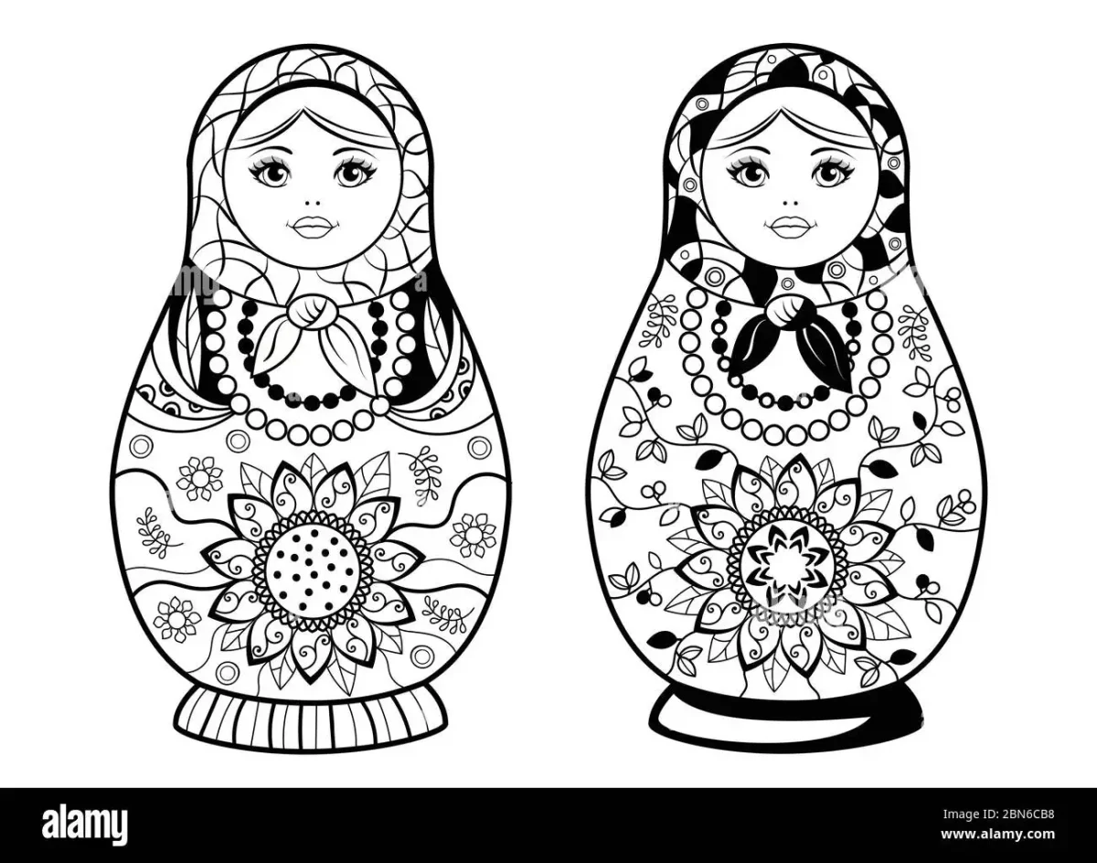 Матрешка вектор чб